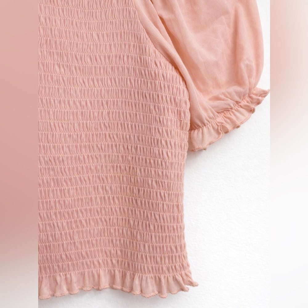 Vero Moda Pink Smocked Puff Sleeve Cute Top - XS - Picture 3 of 7